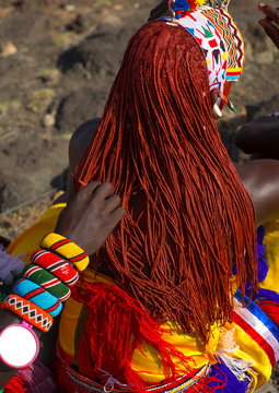 Rendille warriors with long braided hair, Turkana lake, Loiyangalani, Kenya