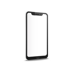 Mobile smartphone with blank screen vector mockup isolated on white background.