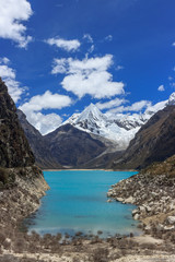 Naklejka na ściany i meble turquoise lake in the andes mountains in peru