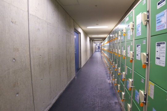 Sport facility locker room Corridor