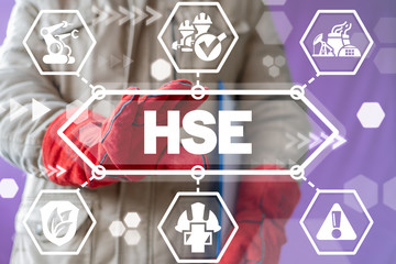 HSE Health Safety Environment Industry concept. Safe Industrial Work and Workplace on virtual...