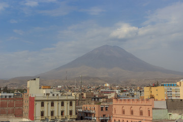 view over arequipa and the tree vulcanos, peru
