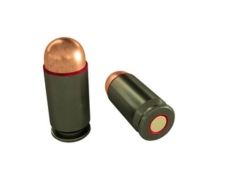 pistol cartridge 9x19 mm, Russian and Soviet army, isolated,3d illustration
