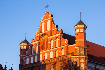 The Church of St. Francis and St. Bernard in the bright evening sun light during sunset time....