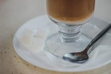 cup of coffee on wooden table