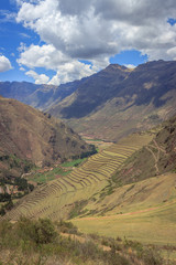 inca ruins in pisac in the sacred valley, peru