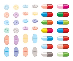 vector colorful collection of pills