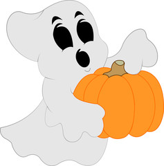 Ghost with Pumpkin decoration for T-shirt