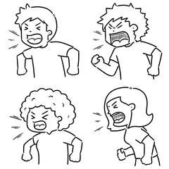 vector set of shouting people