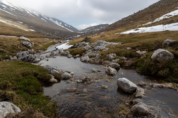 winter mountain river landscape scene