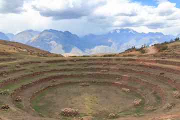 archaeological complex in Moray in the sacred valley, peru