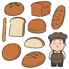 vector set of baker and bakery