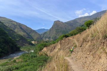 panoramic view over the lush rainforest on the inca trail, peru