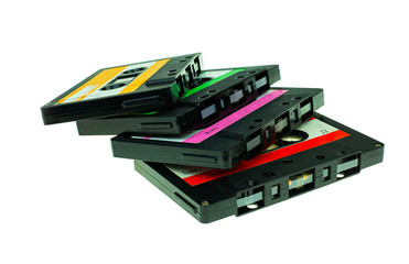 Stack vintage compact cassette tape