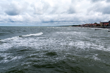 View of the town, the promenade and the Baltic Sea from the pier, Zelenogradsk, Kaliningrad region, Russian Federation