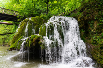 Fototapeta premium Bigar Waterfall,Caras-Severin,Romania,Located at the intersection with the parallel 45 in Romania