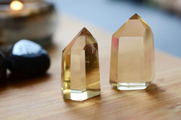 Crystal Citrine Towers, healing crystal towers, golden crystal points. Beautiful clear crystal points. Reiki healing citrine in natural lighting. Vibrant Meditation Grid Kit. Quartz Tower, Natural. 