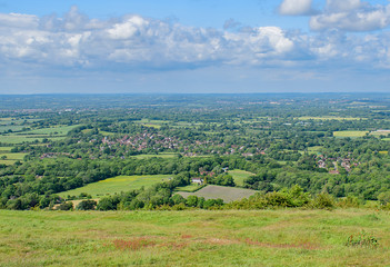 Obraz premium Looking down on the village of Ditchling,England from the hillside