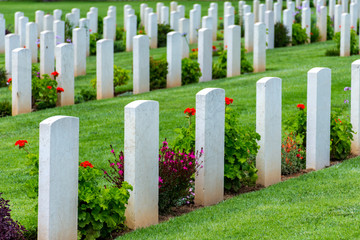 War Cemetery with grass on a sunny day