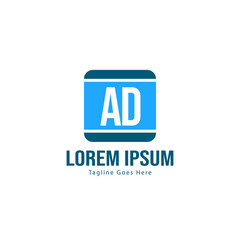 AD Letter Logo Design. Creative Modern AD Letters Icon Illustration