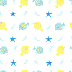  vector seamless fish pattern with starfish