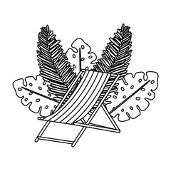 chair beach summer with leafs palms