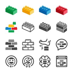 toy brick and toy block icon set,vector and illustration