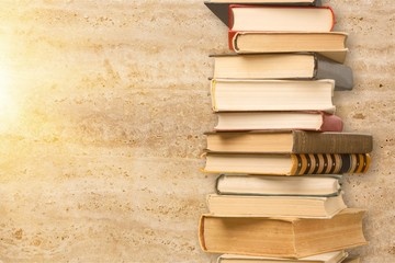 Old books on dark  background