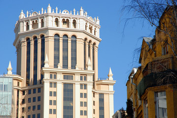 Obraz premium Fragment of the modern business center building in Moscow
