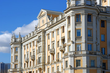 Fototapeta na wymiar Residential building in the style of the late Stalin Empire in Moscow
