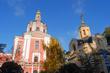 The Church of the Ascension of the Lord is behind the Serpukhov Gate and the Church-Chapel of Olga is Equal to the Apostles, which is behind the Gate of Serpukhov in Mo