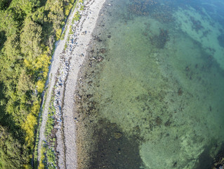 Aerial view of  a rocky beach in Galway bay