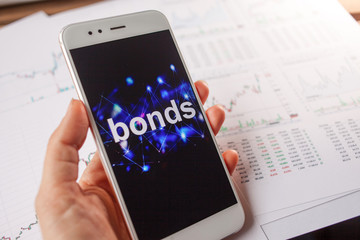 Investment in bonds, conservative investment concept. Reports and statistics,