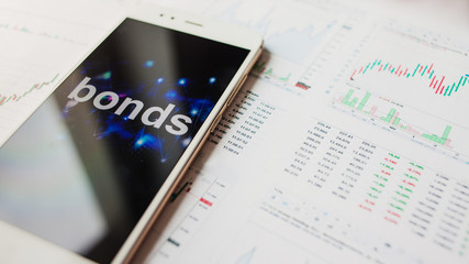 Investment in bonds, conservative investment concept. Reports and statistics,