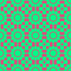 Pink and green floral beauty flat pattern
