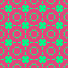 Pink and green floral beauty flat pattern