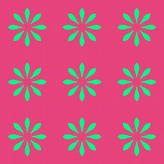 Pink and green floral beauty flat pattern