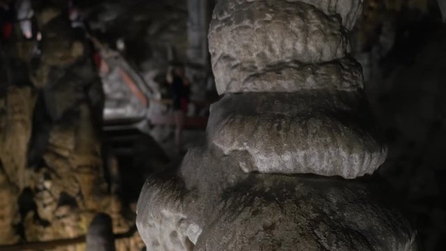 close up of a stalacmite in the cave of nerja
