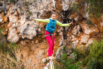 Fototapeta premium Highline in the mountains.