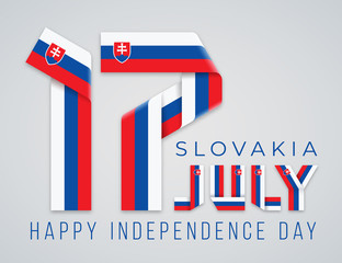 July 17, Slovakia Independence Day congratulatory design with Slovak flag elements. Vector illustration.