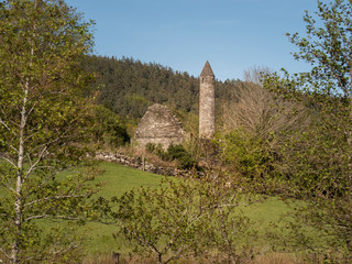 Fototapeta na wymiar The famous ancient monasty of Glendalough in the Wicklow Mountains of Ireland - travel photography