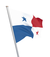 Panama flag blowing in the wind. Background texture. 3d rendering, wave. Isolated on white.