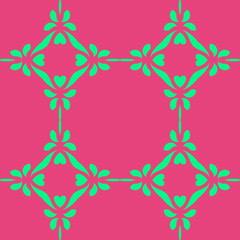 Pink and green floral beauty flat pattern