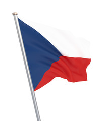 Czech Republic flag blowing in the wind. Background texture. 3d rendering, wave. – Illustration. Isolated on white.