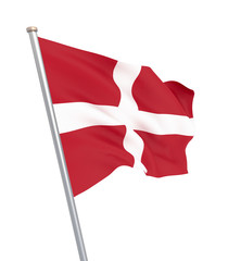 Denmark flag blowing in the wind. Background texture. 3d rendering, wave