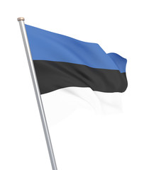 Estonia flag blowing in the wind. Background texture. 3d rendering, wave. - Illustration. Isolated on white.
