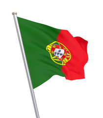 Portugal flag blowing in the wind. Background texture. Lisbon. 3d rendering, wave. – Illustration