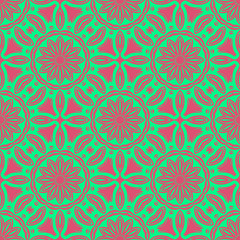 Pink and green retro pattern with geometric form
