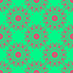 Pink and green retro pattern with geometric form