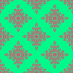 Fototapete Pink and green retro pattern with geometric form © AnaMaria